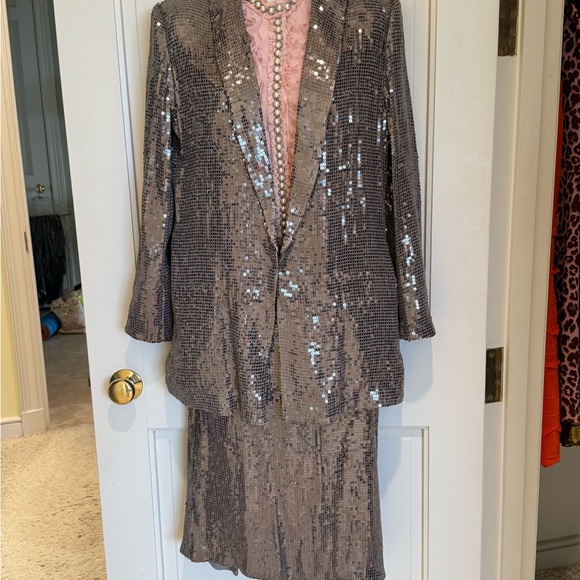 Alice + Olivia Sequin Gunmetal Silver Skirt 10 - Picture 12 of 13